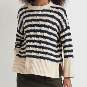 Madewell Cable-Knit Oversized Sweater in Stripe XXS